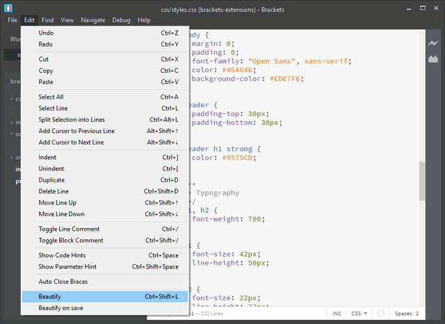 brackets-extension-beautify