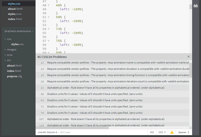 brackets-extension-csslint